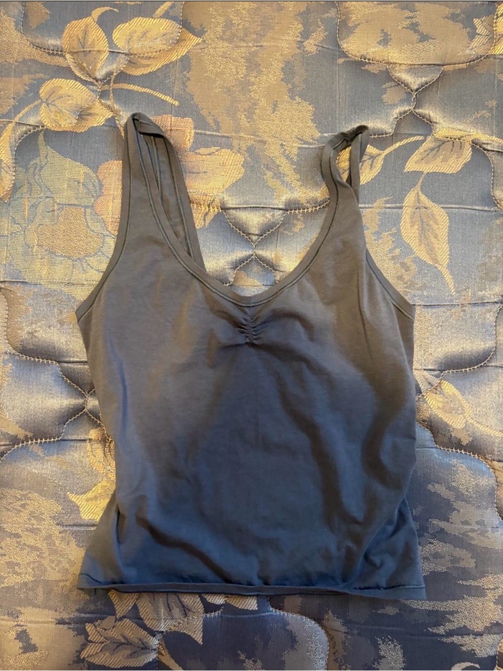 Aerie Sleeveless Ruched V-Neck Tank Top - Blue